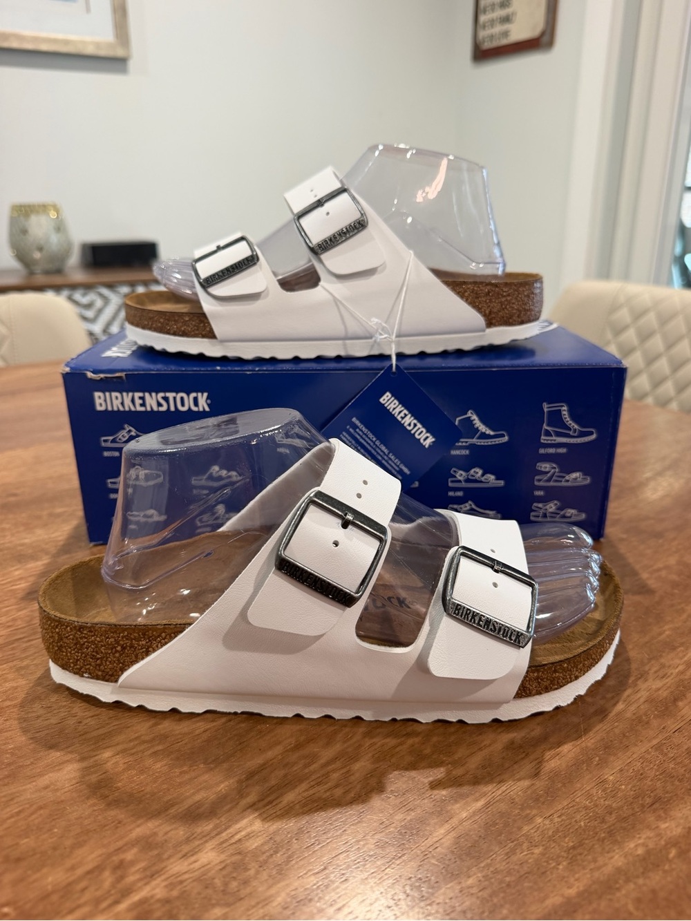 Birkenstock Arizona BS White Two-Strap Buckle Sandals W 7 - M 5